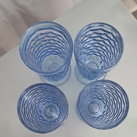 Vintage Blue Indianna Glass Tumbler Set - 4 Pack - Picture 3 of 3